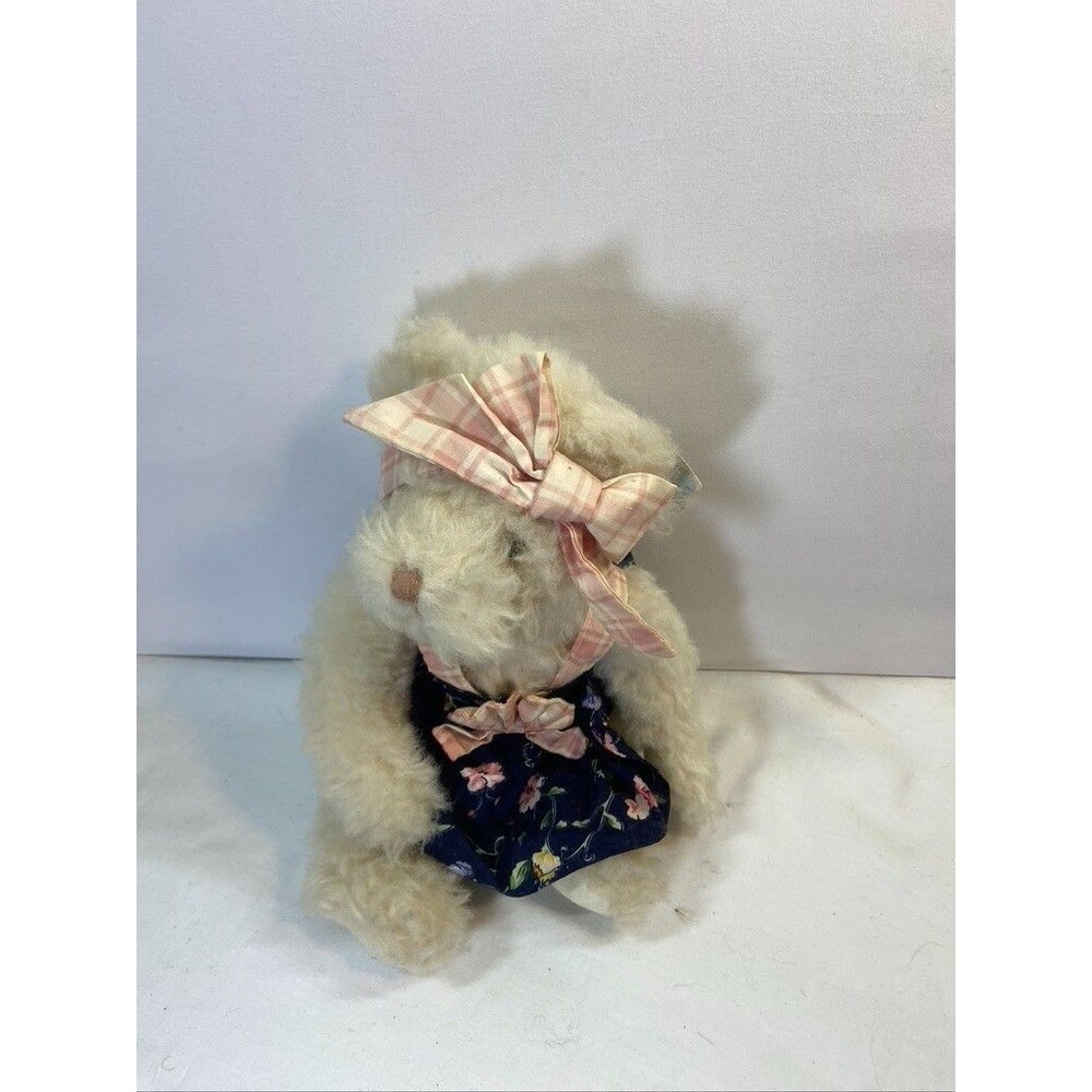RUSS BLOSSOM AND BUTTERFLIES WHITE BEAR 12" IN A DRESS PLUSH STUFFED ANIMAL